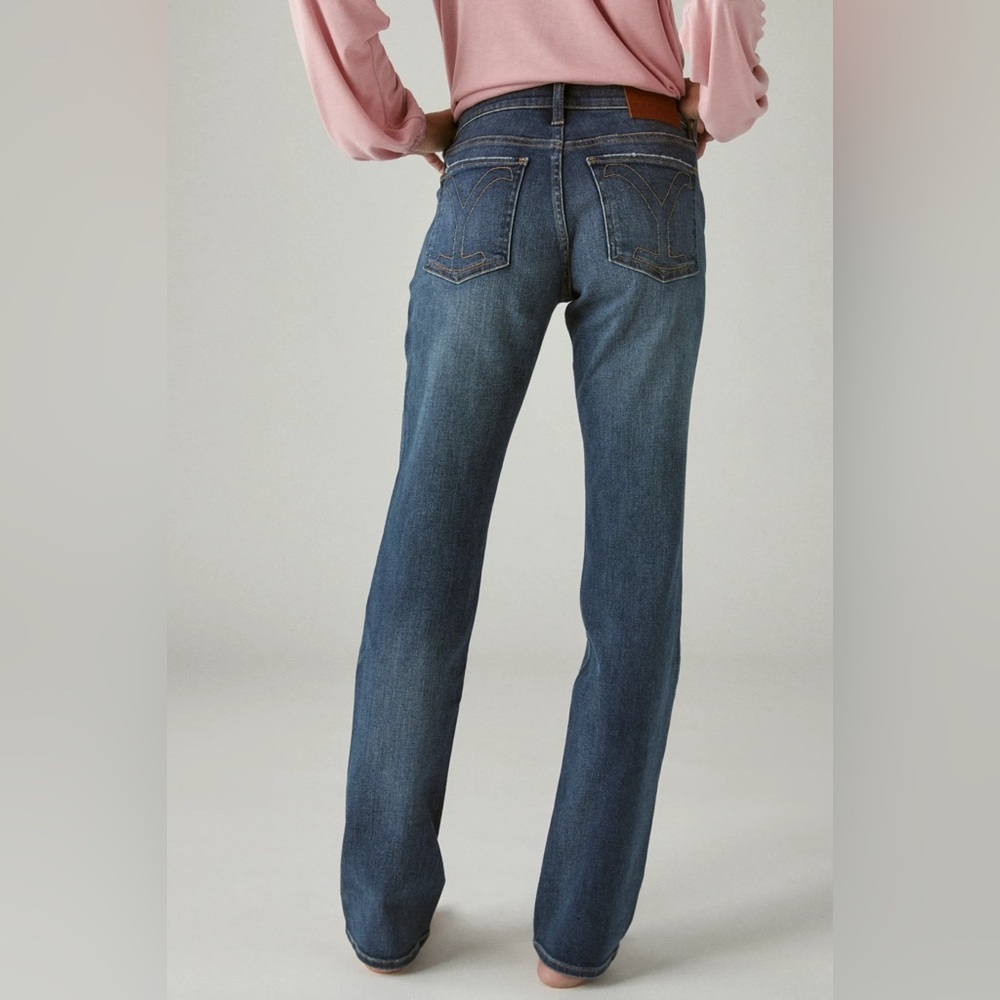 Yellowstone x Lucky Brand Sweet Mid Rise Straight Jeans Size 6 Bethany Wash Blue - Picture 5 of 15